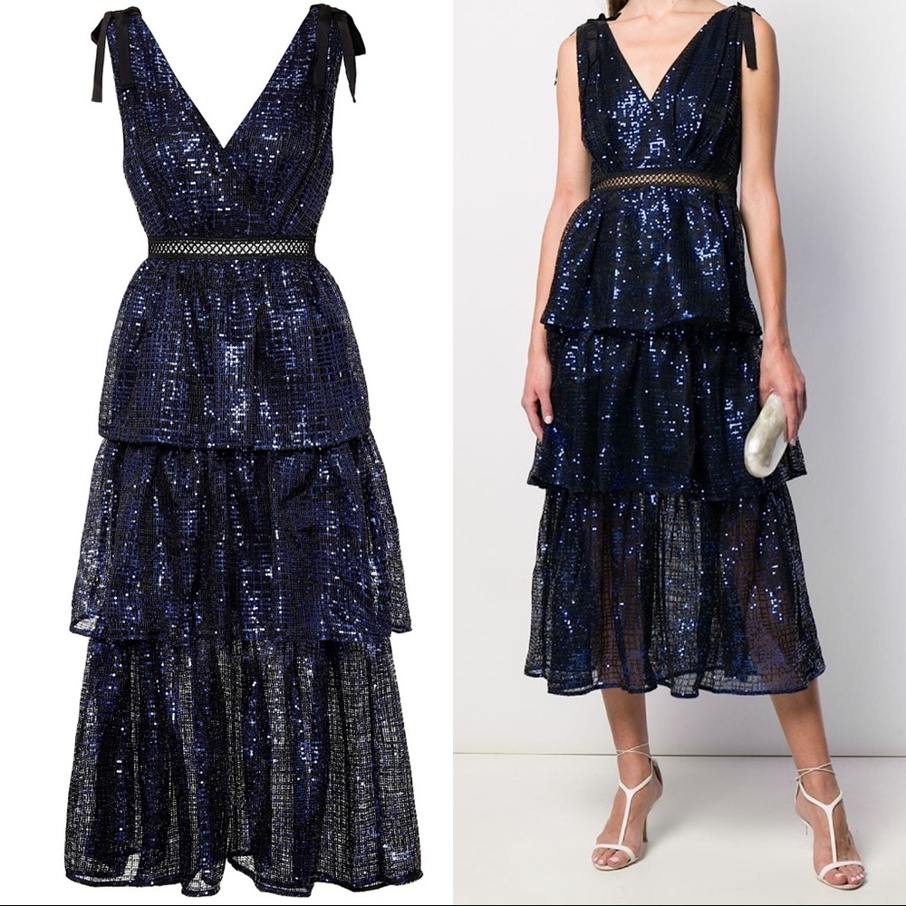 SELF-PORTRAIT sequin embroidered dress